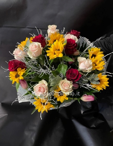 Bouquet Rose Girasoli Tulipani